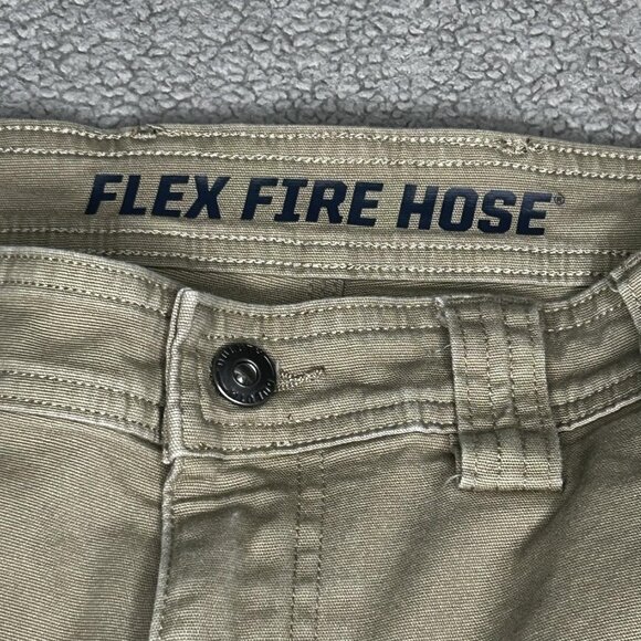 Duluth Trading Flex Fire Hose Pants Mens 34x30.5 Khaki Relaxed Fit Cargo Stretch - Picture 3 of 16